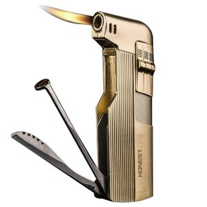 Lighter Og Rygningstilbehør |  Bai Cheng Lang Zhi Multifunktionel Pibe Lighter Skrå Ild Retro Åben Ild Lighter Gas Lighter Med Cigar Cutter Tryk Stang Skraber Lighter Og Rygningstilbehør Lighter Og Rygningstilbehør