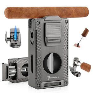 Lighter Og Rygningstilbehør |  Cuba Cigar Cutter Lighter 2-I-1 Bærbart Cigar Værktøj Med Hulborer, Direkte Tryk Multifunktionel V-Formet Lighter Lighter Og Rygningstilbehør Lighter Og Rygningstilbehør