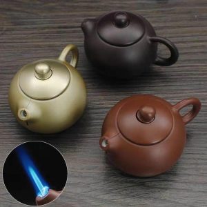 Lighter Og Rygningstilbehør |  Kreativ Zisha Teapot Med Håndtag, Lighter, Vindafvisende Direkte Blå Flamme, Metal Gave Til Kæresten, Trendy. Lighter Og Rygningstilbehør Lighter Og Rygningstilbehør