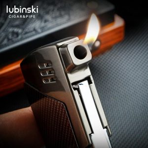 Lighter Og Rygningstilbehør |  Lubinski Pibe Lighter Multifunktionel Skrå Flamme Åben Flamme Med Tryk Skraber, Gennemgående Stang, Genopfyldelig Lighter Lighter Og Rygningstilbehør Lighter Og Rygningstilbehør