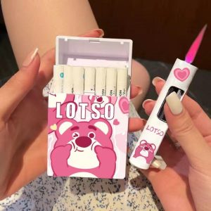 Lighter Og Rygningstilbehør |  Sød Cartoon Doraemon Grov Cigaretpakke Med 20 Stk. I En Samlet Cylindrisk Lighter, Høj Æstetik, Pink Cigaretter, Vind- Og Trykbestandig. Lighter Og Rygningstilbehør Lighter Og Rygningstilbehør