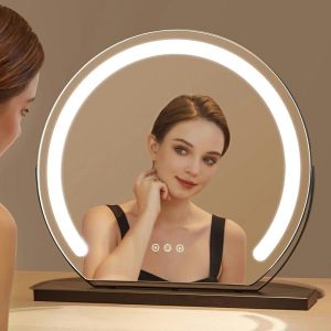 Spejl Til Makeup |  Fzy Led Makeup Spejl Med Lys – Opladeligt Bordspejl I Halvmåneform, Roterbart Kosmetikspejl Til Makeup. Spejl Til Makeup Spejl Til Makeup