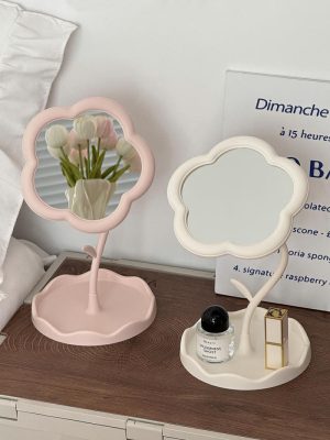 Spejl Til Makeup |  Ins Blomster Makeup Spejl, Piger Hjerte, Roterbart Skrivebord Spejl, Studerende Kollegieværelse, Bærbart Touch-Up Spejl. Spejl Til Makeup Spejl Til Makeup