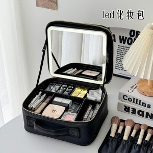 Spejl Til Makeup |  Led Makeup Spejl Med Lys, Bærbar Makeup Taske Med Stor Kapacitet Og Spejl Til Kvinder, 2024 Ny Model. Spejl Til Makeup Spejl Til Makeup