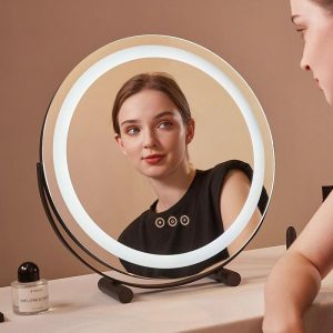 Spejl Til Makeup |  Led Sminkespejl Med Lys, Opladning, Roterende Bordspejl Til Makeup, Ideelt Til Sovesal, Smart Design Til Unge Piger, Ins-Stil. Spejl Til Makeup Spejl Til Makeup