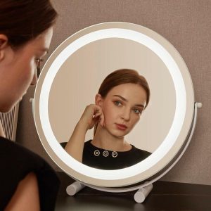 Spejl Til Makeup |  Led Sminkespejl Med Lys, Opladning, Roterende Bordspejl Til Makeup, Ideelt Til Sovesal, Smart Design Til Unge Piger, Ins-Stil. Spejl Til Makeup Spejl Til Makeup