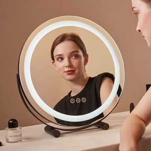 Spejl Til Makeup |  Makeup Spejl Med Led Lys Til Bord, Opladelig Roterende Sminkespejl Til Soveværelse Og Hjem. Spejl Til Makeup Spejl Til Makeup