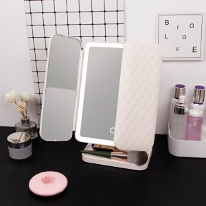 Spejl Til Makeup |  Makeup Spejl Med Lys, Bordmodel Led Oplyst Kosmetik Spejl, Foldbart Skalmirror, Let Luksus Gave Til Kvinder. Spejl Til Makeup Spejl Til Makeup