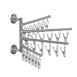 Tøjstativ |  Roterende Tørrestativ Uden Boring Til Hjemmebrug, Med Flere Klips Til Badeværelset, Balkon Og Vægmontering Til Tørring Af Sokker Og Undertøj. Tøjstativ Tøjstativ